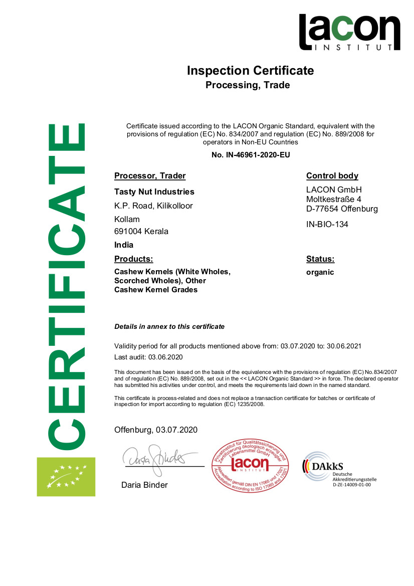 Organic certificate EU